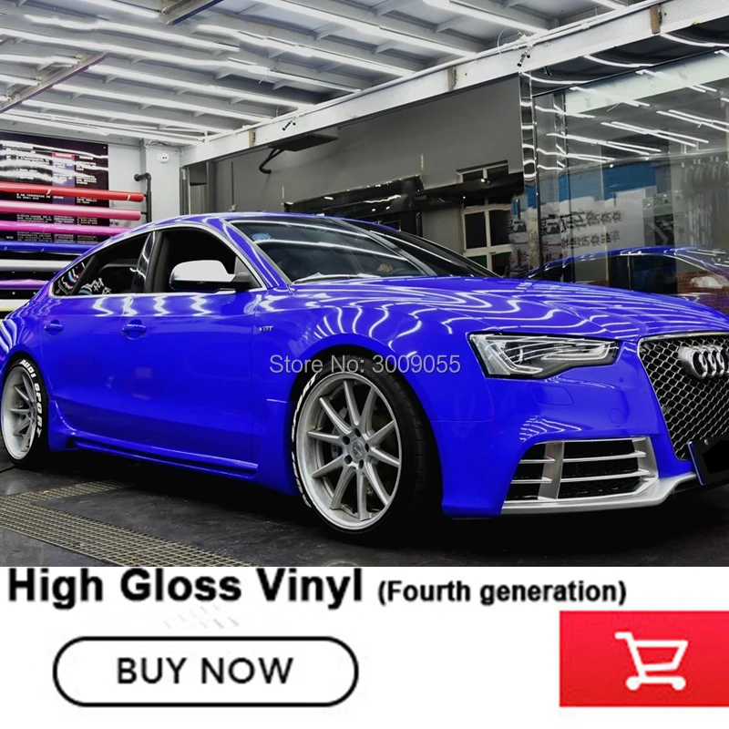 

low initial tack adhesive with air release Fourth generation highly stretchable Royal Blue glossy Vinyl wrapping film
