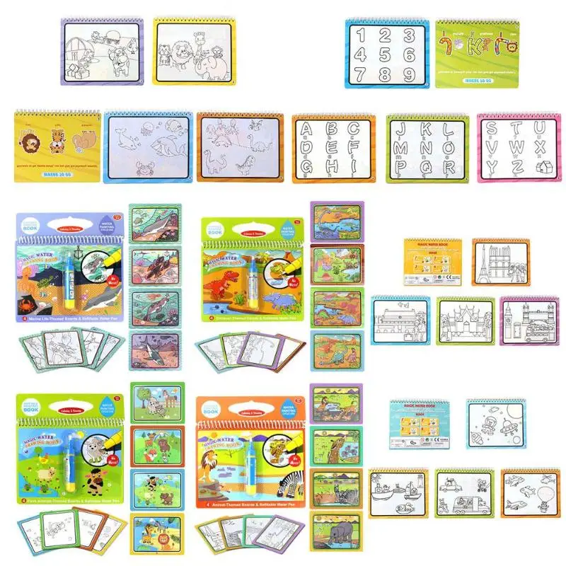 Многоразовая раскраска волшебная вода краска ing Book Kid Doodle написать рисовать доска игрушка вода краска раскраска книга с волшебной Doodle Pen
