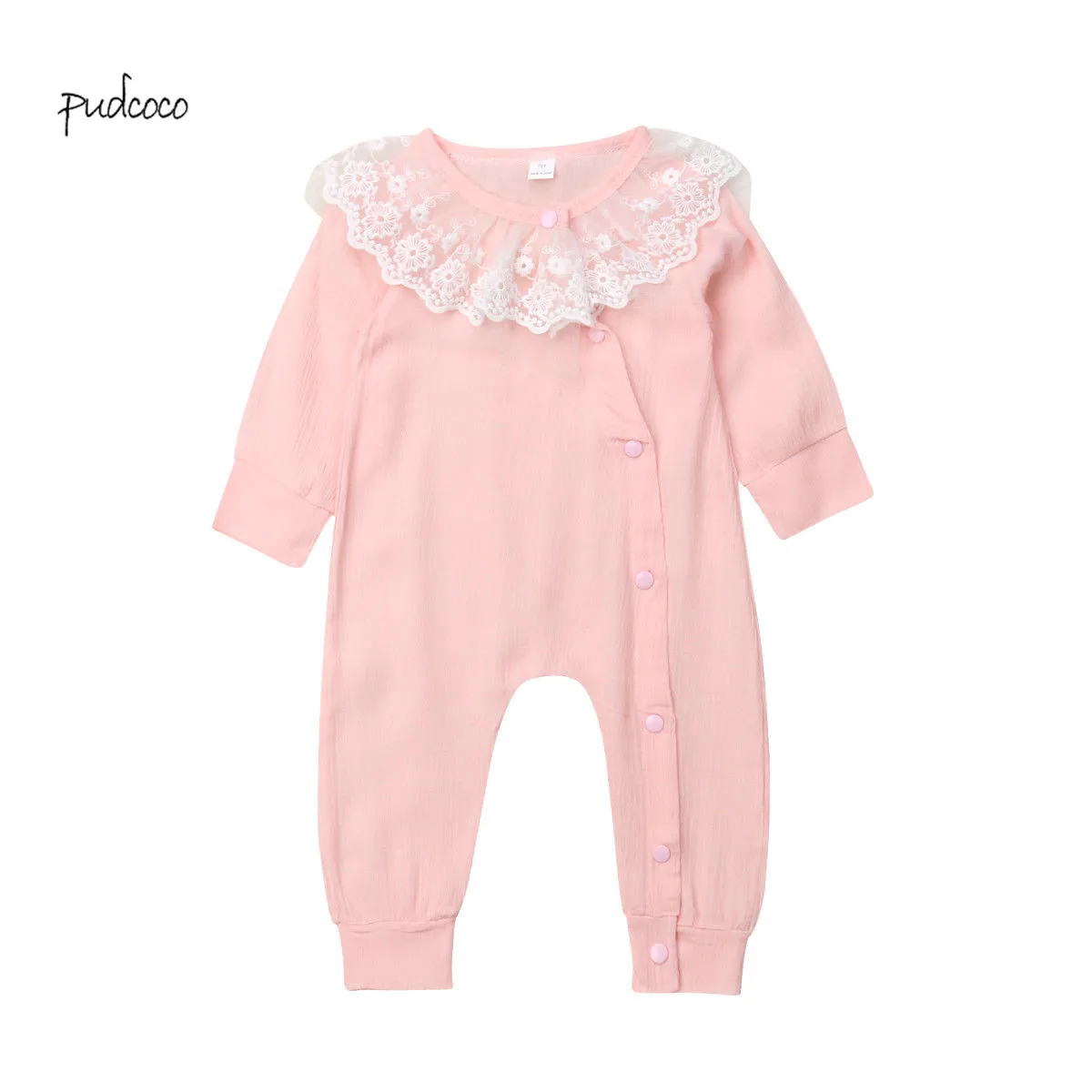 

Pudcoco 2019 New Brand Newborn Baby Girls Flower Lace Long Sleeve Romper Jumpsuit Clothes