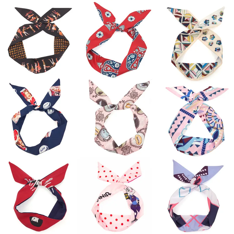 

Fashion Rabbit Ears Headwear Iron Wire Hair Hoop Women Girls Bow Headband Hair Head Bands Accessories For Women Turban Hairband