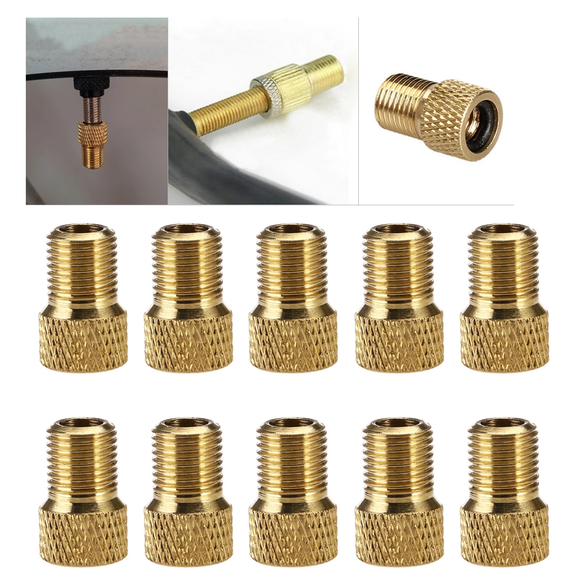 

10Pcs/lot Converter Presta to Schrader Tube Pump Tool Converter Bicycle Bike Tire Valve Adapter Cycling Bicycle Pump Accessories