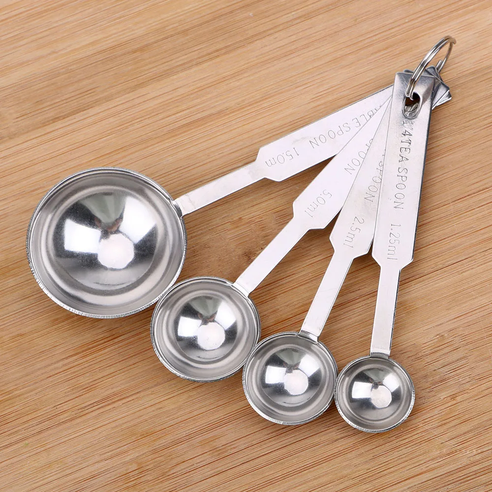Stainless Steel 1.25/2.5/5/15ml Measuring Spoon Scoop Tea Coffee Metal Cup 4pcs/set Cooking Baking Tools | Дом и сад
