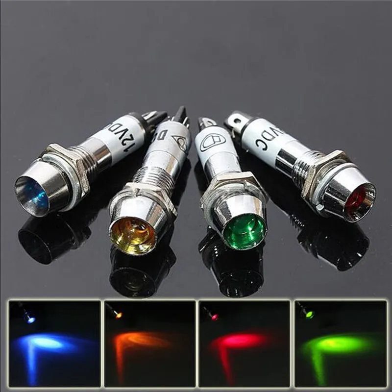 

8mm Car LED Dashboard Warning Indicator Signal Light Lamp Pilot Panel Dashboard Dash Car Boat12V Red Amber Blue Green
