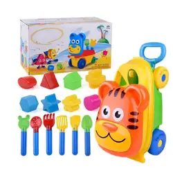 Мультфильм в форме тигра тележка летний пляжный пляжные претендует игрушки песок вода игрушки Spade чехол для хранения детей Инструменты для