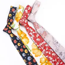 Новинка, хлопковый галстук с принтом, унисекс, европейский и американский, цветы, сад, ветер, небольшой свежий галстук, Женский Галстук, модный, индивидуальный