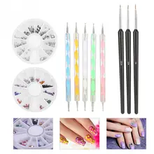 Профессиональный Nail Art Brush Set Комплект рисование линий ручка горный хрусталь польский маникюрные инструменты ногти аксессуары