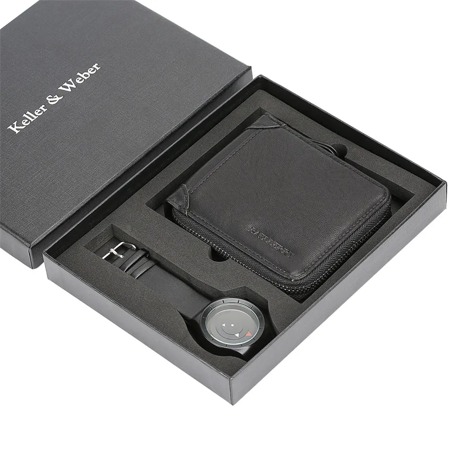 

Creative Quartz Men Watch Wallet Mens Wristwatch Gift Set for Men Black Leather Wallet Fashion reloj Men's Wrist Watch Luxury