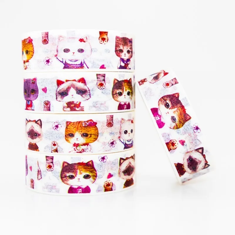 

Color Cat Arguing Washi masking tape sticky color decorative tape set DIY decoration office stationery scrapbook 1PCS