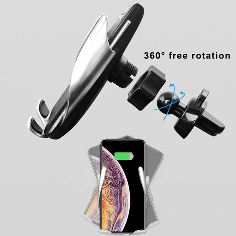 Automatic Clamping Car QI Wireless Charger 360 Degree Rotation Car Mount Fast Charger Air Vent Holder For IPhone Samsung Xiaomi