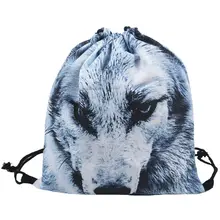 Unisex Backpacks 3D Printing Bags Drawstring Backpack Casual Luxury Gifts(Grey White)