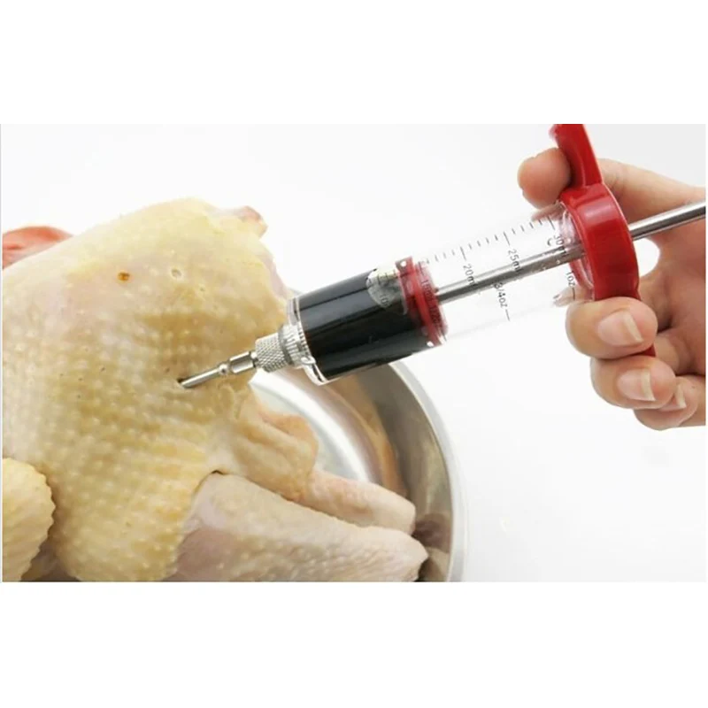 BBQ Meat Syringe Marinade Injector Stainless Steel Needles Turkey Chicken Syringe Sauce Injection Kitchen Tools Accessorie meat injector syringe
