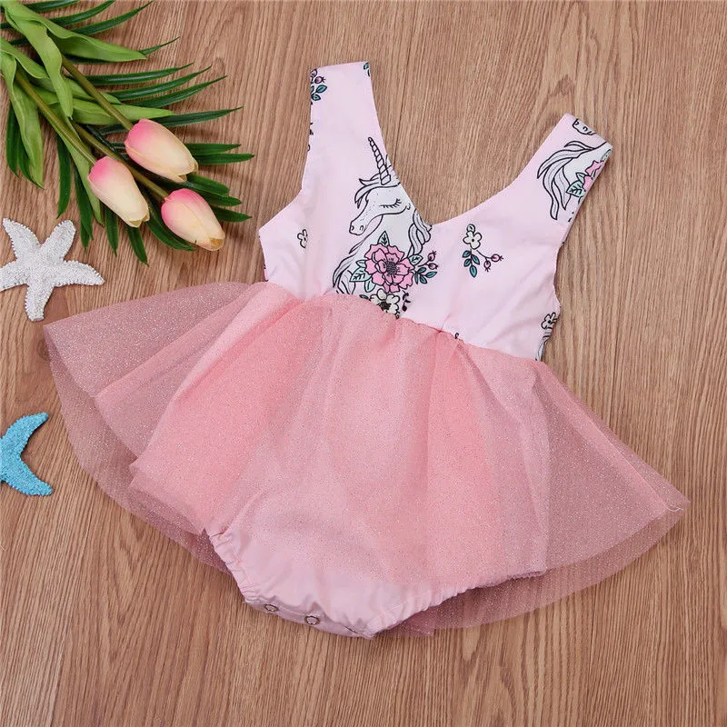 Newborn Baby Girl Romper Unicorn Bodysuit Sunsuit Summer Clothes Outfits 0-18M