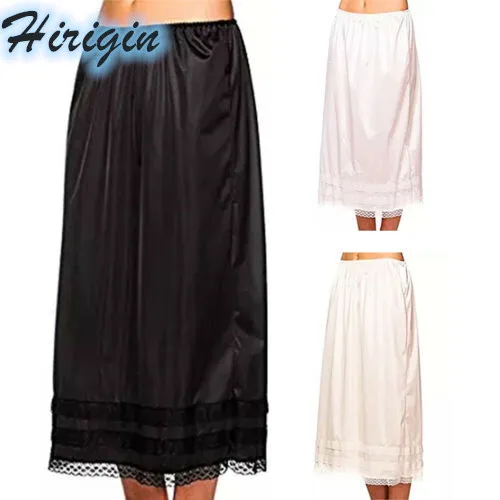 

New Plus Size Womens Plain Sleek Stretch Elasticated High Waist Long Skirt Casual Lace Edge Straight Skirts