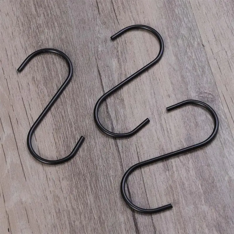 Beli Ounona 3 Pcs Stainless Steel S Berbentuk Kait Dapur Tahan Karat Tipe S Kait Gantungan untuk Menggantung Panci Cangkir Tas Handuk (Hitam)