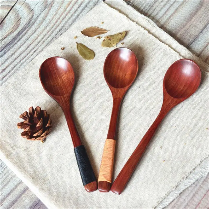 3 piece Wooden Spoon Set Japanese Cutlery Set Rice Salad Spoon Accessories Business Gift Home
