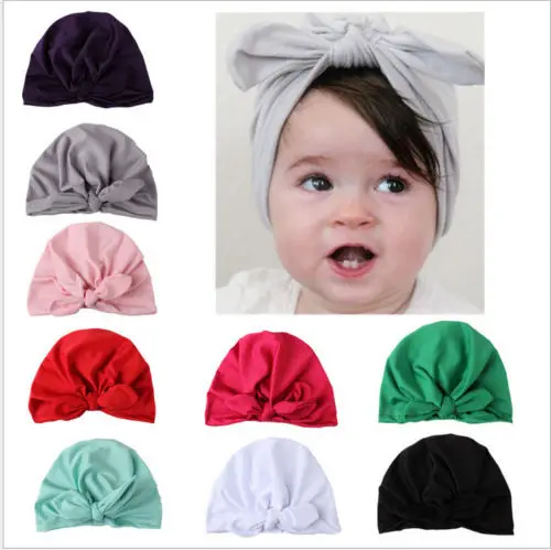 

Fashion Newborn Toddler Kids Baby Boy Girl Turban Cotton Silk Beanie Hat Winter Cap Bowknot Solid Hats Casual