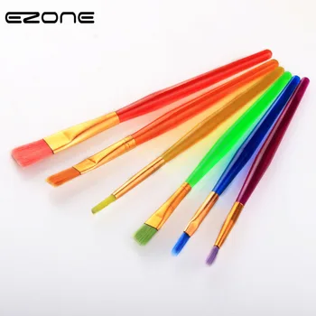 

EZONE 6pcs/set Candy Color Paint Brushes Set Professional Different Size Plastic Rod Watercolor Oil Paint Brush Art Supplies