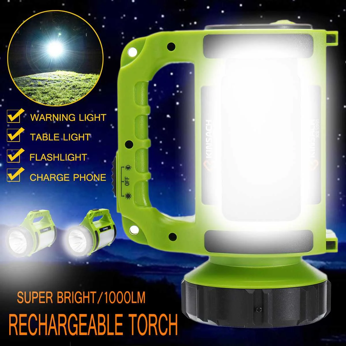 

Super Bright Outdoor Handheld Portable USB Rechargeable Flashlight Torch Searchlight Lamp Camping Tent Lantern power bank