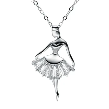 

925 Sterling Silver Necklace Exquisite ballet dancing character modeling professional jewelry shop exquisite Fine Jewelry