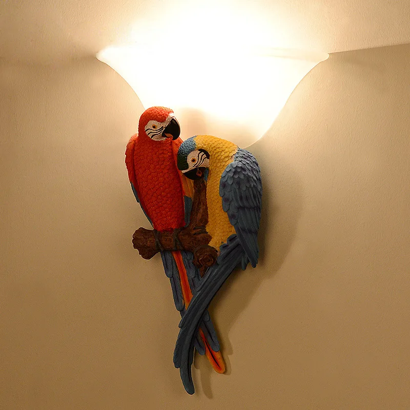 30X44cm Бесплатная доставка цветной попугай смолы настенные светильники