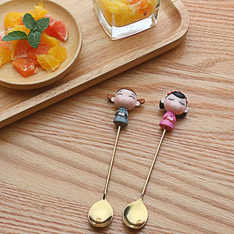 

Cute Cartoon Coffee Spoon Personality Stainless Steel Stirring Small Spoon for Lovers teaspoon
