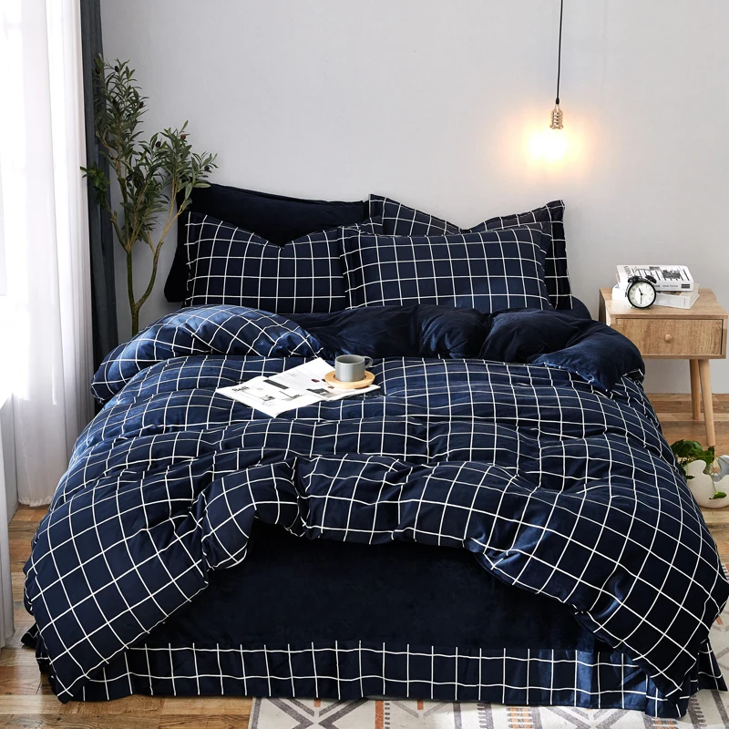 

Luxury Bedding set 4pcs/set Geometric Pattern Bed Linings Duvet Cover Bed Sheet Pillowcases Cover Set Quality assurance