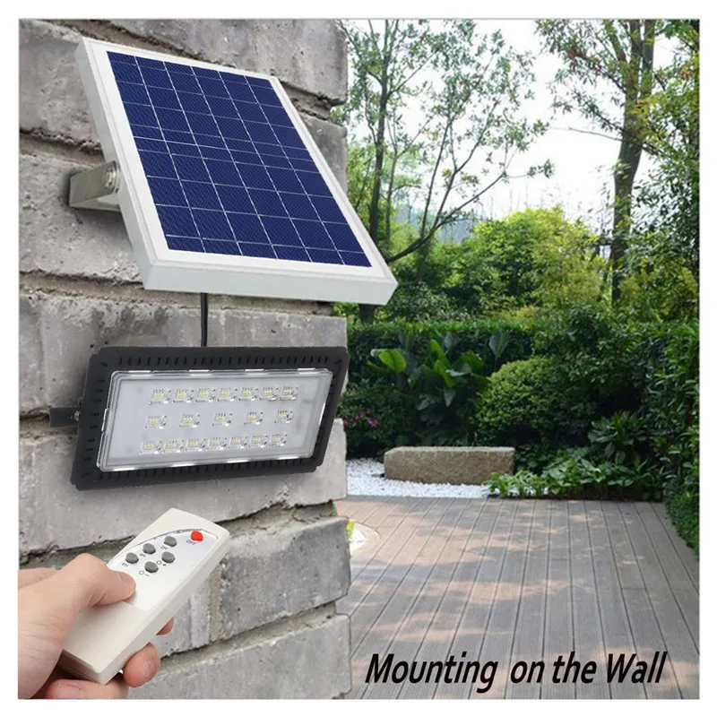 

Smuxi New 50W LED Soalr Flood Light Wall lamp Light+Remote Control Outdoor Security Flood light Garden Motion Floodlight