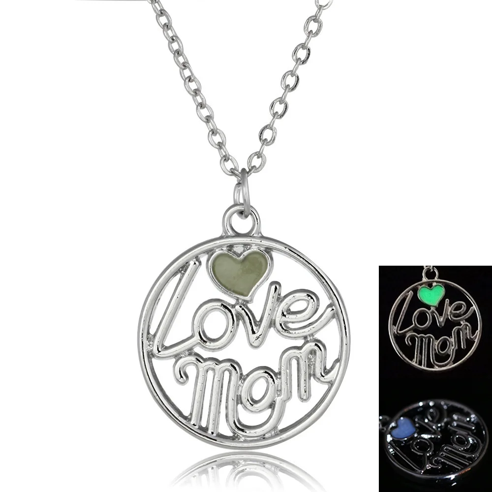 

Concise Love Mom Letter Pendeloque Cut Round Noctilucent Necklace Accessories Mother's Day Exclusive Gift CAT576 xiangl jewelry