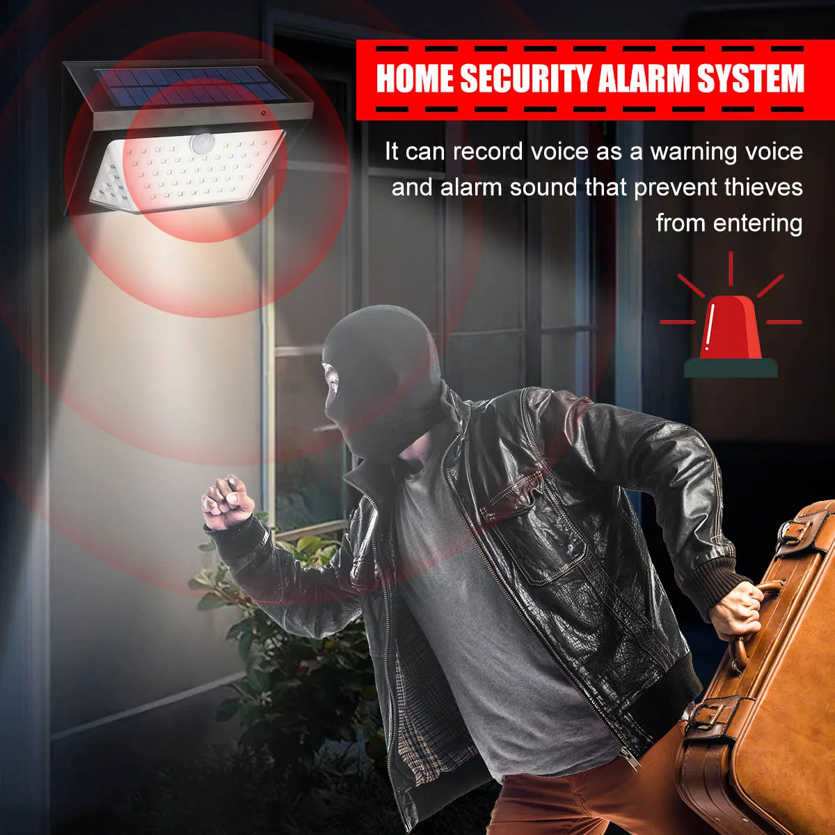 

With Alarm Function Solar Lights Solar Power Motion Sensor Human Body Induction Lamps Home Security Alarm System Kit Voice Alarm
