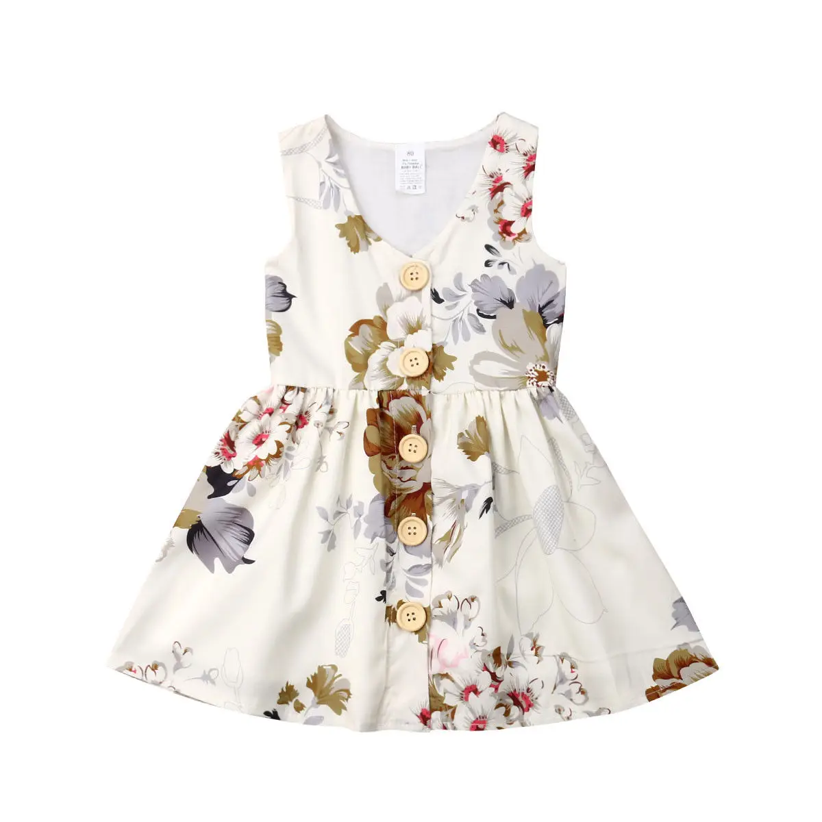 

Toddler Kids Baby Girl Princess Floral Dress Sleeveless Flower Button Party Pageant Formal Dresses Sundress Girls summer Clothes