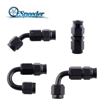 

ESPEEDER AN3 Aluminum Swivel PTFE Hose End Fitting Adapter 0/45/90/180 Degree For Oil Fuel Line Tube To Female AN Black