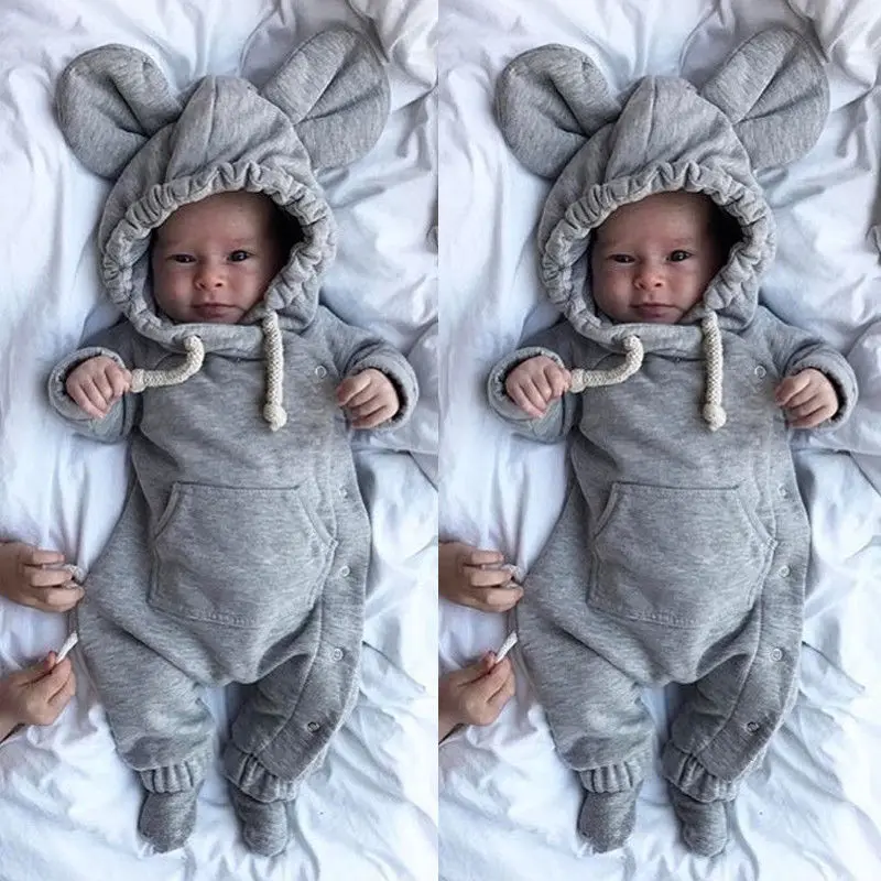

Pudcoco 2019 Kids Baby Boy Girl Infant Cotton Long Sleeve Cartoon Romper Jumpsuit Hooded Clothes Sweater Autumn Outfit 0-24M