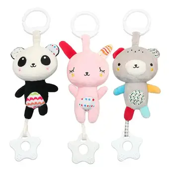 

Cartoon Animal Stuffed Plush Toys Baby Stroller Hanging Rattle Music Pendant Rabbit Bear Crib Holder Bell Infant Intelligent Toy