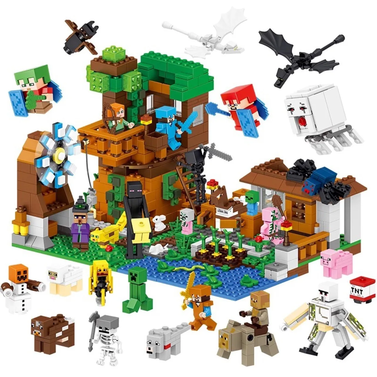 

1007pcs Minecrafted Classic Tree House My world City Figures Building Blocks Bricks Toys For Children