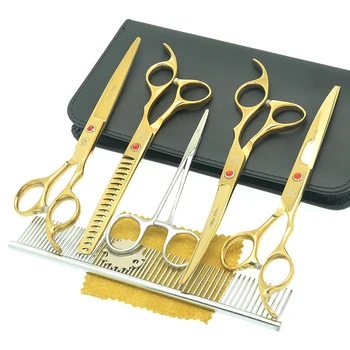 

Meisha 7.0" JP440C Dog Hair Cutting Scissors Kit Fish Bone Thinning Shears Pet Up Down Curved Tesouras Animals Supplies HB0216