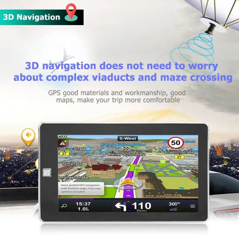 VODOOL Tragbare 7 inch HD Auto GPS Navigation FM Bluetooth AVIN Navitel 2019 Neueste Karte Sat nav