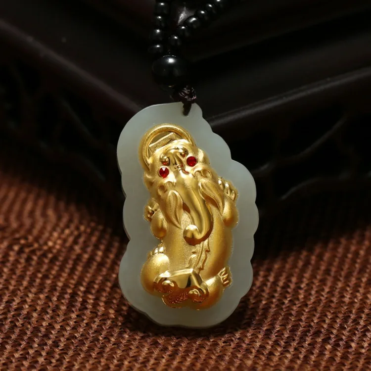 

2018 Buda Natural Pendant Pure Inlaid With Hetian Gem Big Hang Drop The Mythical Wild Animal Male Model Manufacturers Wholesale
