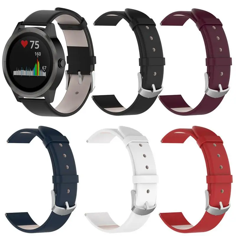 

New 20MM Genuine Leather Replacement Watch Band Straps For Garmin Vivoactive3 Vivomove HR Wrist Belt Bracelet High Quality