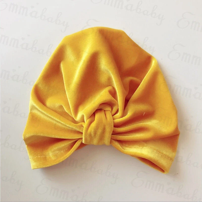 

Baby Girls and Boys Velvet Bow Turban Hat Solid Toddler Kids Head Wrap Hijab Headband Cap Casual