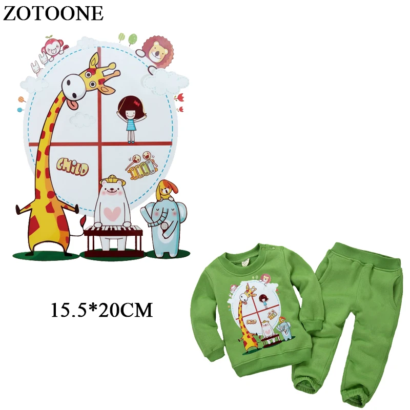 

ZOTOONE Cartoon Animals Child Patch Iron-on Transfers A-level Washable Hot Adhesive Patch For Clothing Diy Decoration Heat Press