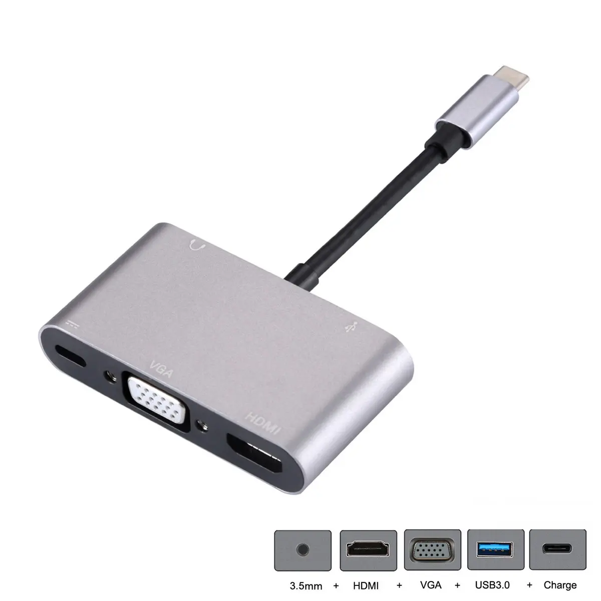 Xiwai HDMI и VGA и USB3.0 OTG и женское зарядное устройство и аудио USB-C USB 3,1 type C адаптер для ноутбука