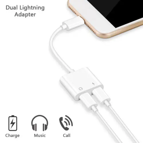 

2 in 1 Charger Listening Adapter For iphone X 8 Plus Charging Adapter 3.5mm Jack AUX Splitter For iphone XS MAX