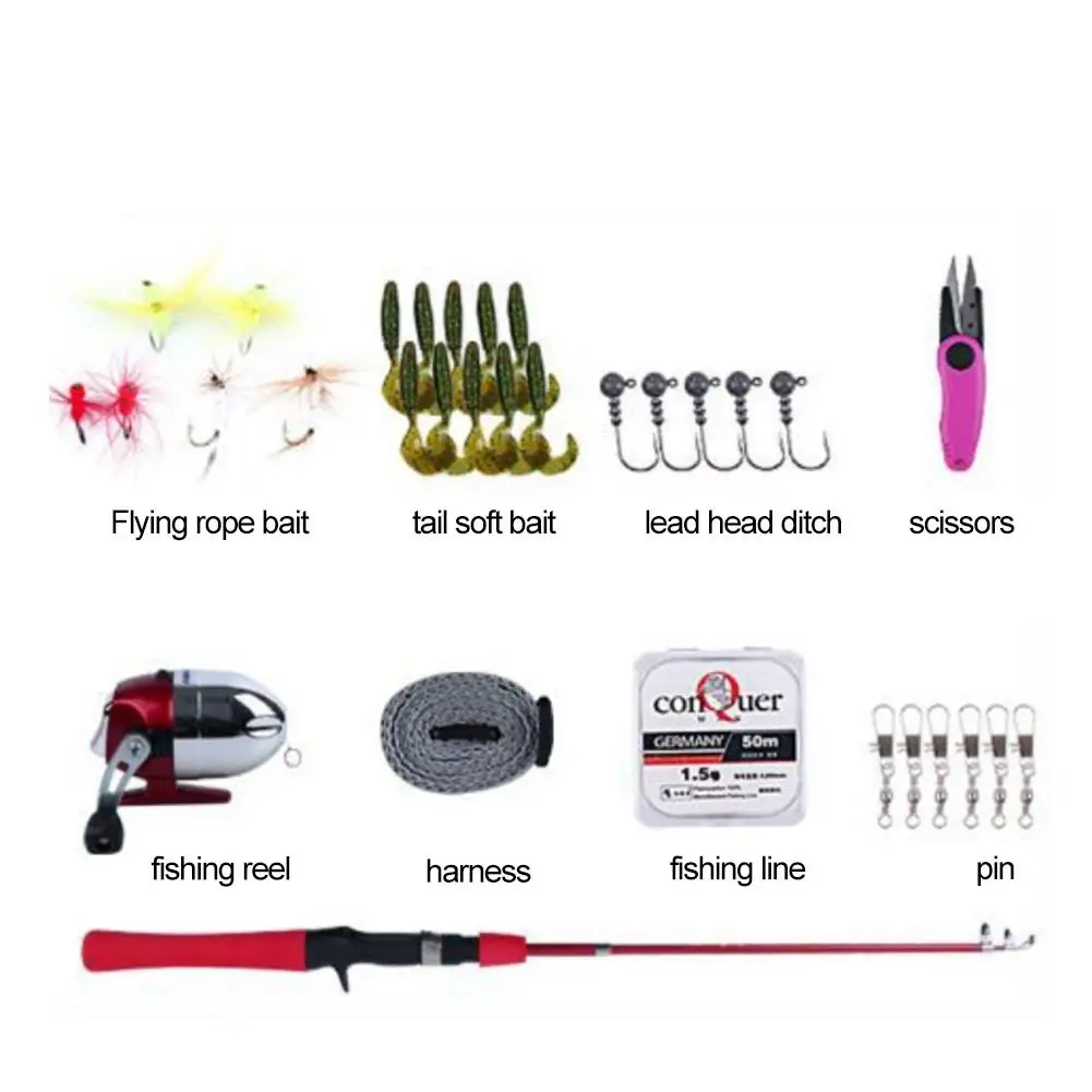 خفيفة الوزن الاطفال الصيد قضيب بكرة خيط صنارة الصيد كومبو في الهواء الطلق الأطفال المبتدئين الصيد مجموعة الوالدين والطفل الصيد هدية