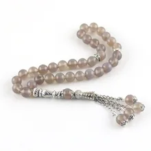 Серый натуральный агат бусины браслет Ислам 33 четки оптом по низкой цене 8 мм четки мусульманский Аллах Мухаммед четки оптом по низкой цене для Для мужчин и для Для женщин