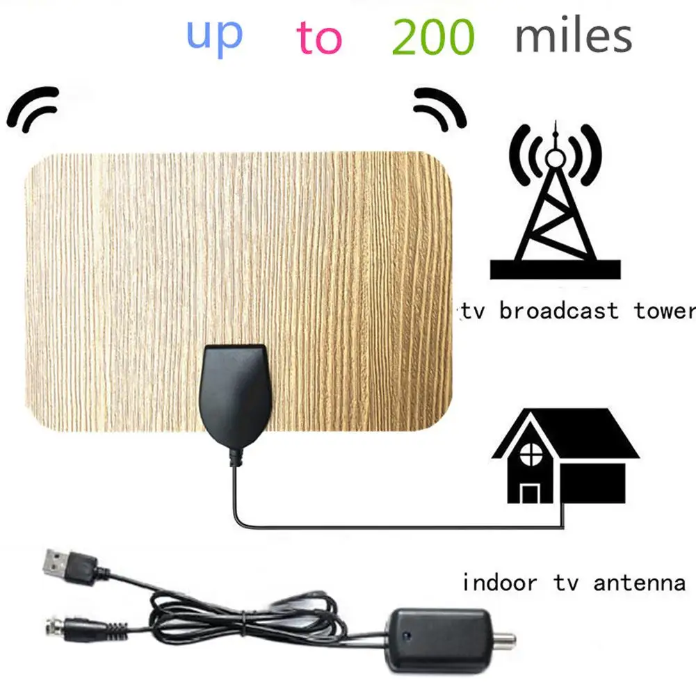 200 миля для антенн цифровая HD деревянная зернистая комнатная ТВ антенна с усилителем сигнала HD tv DVB-T/T2 DVB T/T2 DVBT2 кабель