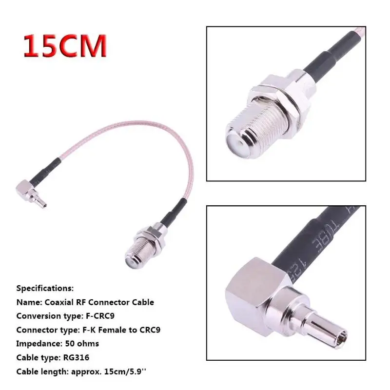 

Coaxial RF Connector F-K Female to CRC9 Bent Head Adapter Pigtail Cable