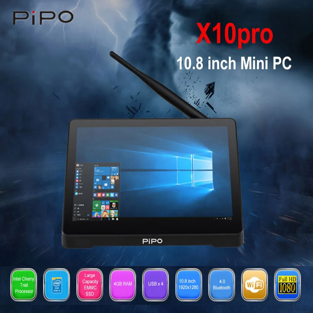 Pipo X10 PRO мини ПК Intel Cherry Trail Z8350 оконные рамы 10 Android 5,1 4 Гб 64 2,4 г Wi Fi 100 Мбит/с Bluetooth Media Player