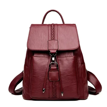 

PU Leather Women Backpacks for Teenage Girls School Bags Women High Quality Casual Female Backpack School Bag Rucksack