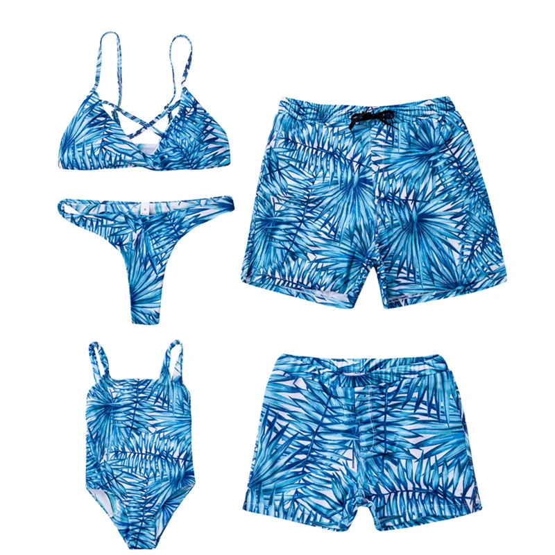 

Family Swimwear Floral Matching Swimsuit Mother Daughter Swimwear Brazilian Bikini Beachwear Swimming Trunks Men Bathing Suit