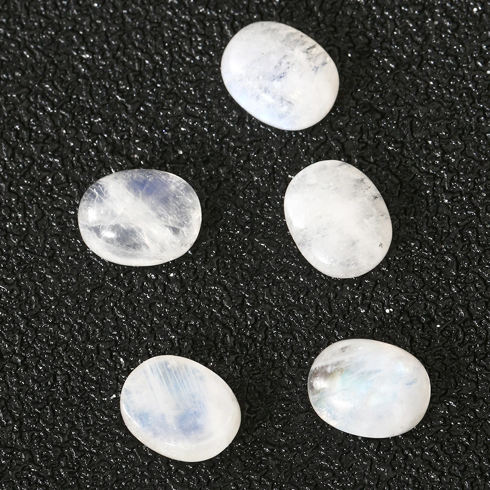 7.8-8.6 CT Oval Cut Natural Moonstone 11x17MM Loose Stones with Blue light Decoration Gemstone Jewelry Gift 5 pcs/set loose gemstones